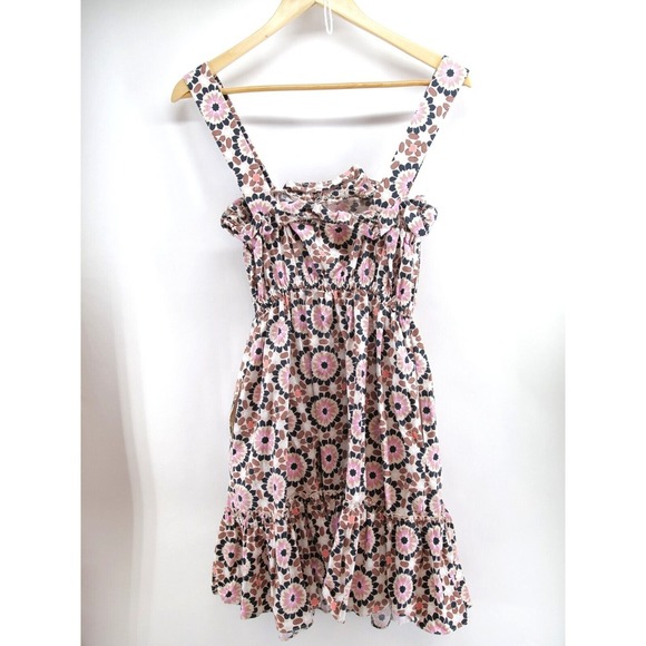 Kate Spade New York NWT Women's 6 Floral Mosaic Poplin Pink Brown Pattern Dress - Picture 6 of 9